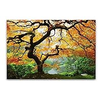 Startonight Glass Wall Art Acrylic Decor Maple Tree, Nature USA Design for Home Decor Dual View Surprise Artwork Modern Framed Ready to Hang Wall Art 24