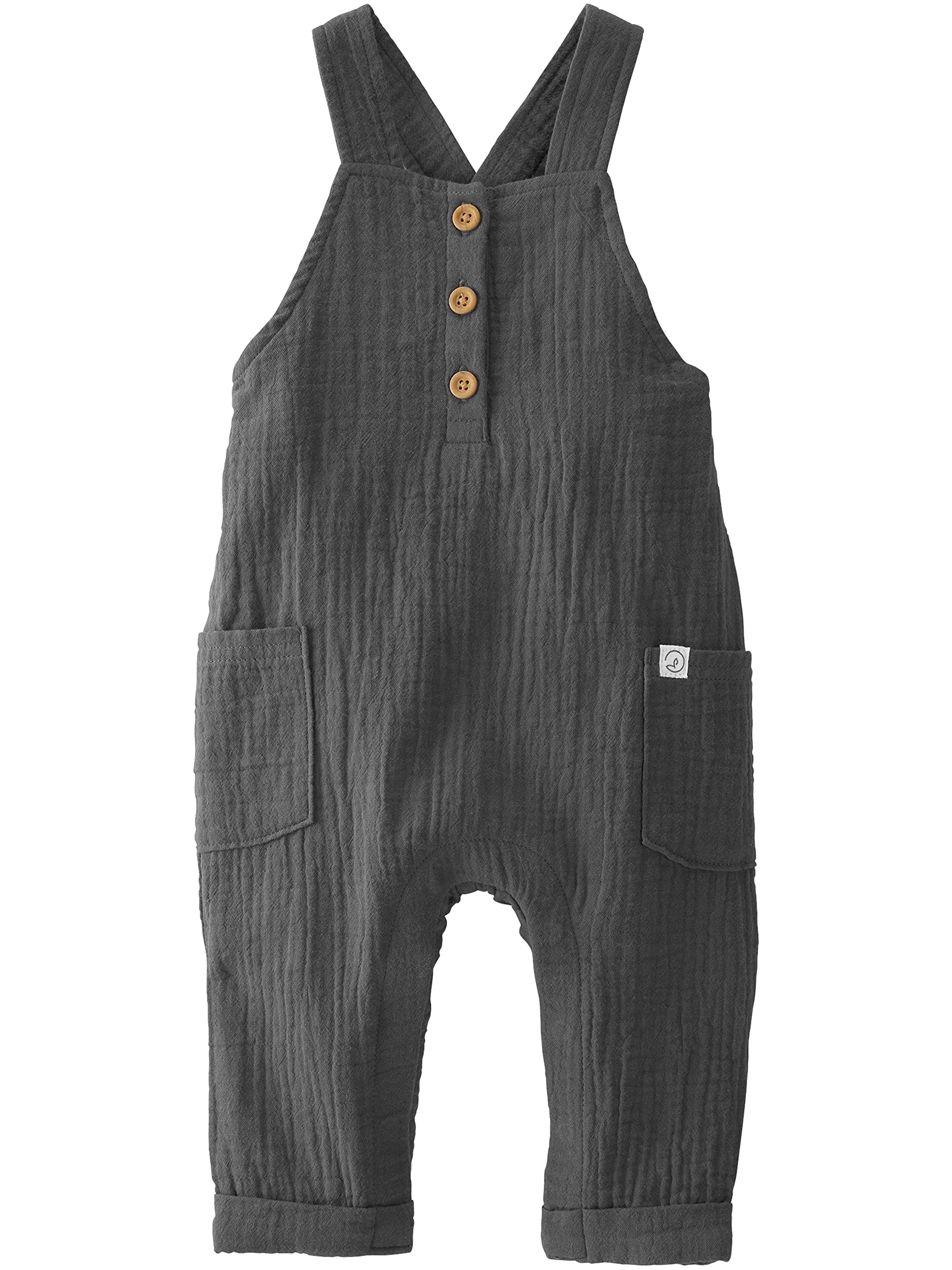 little planet by carter's Organic Cotton Gauze Overall Jumpsuit, Charcoal, 12M