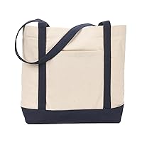 Ensigns Boat Tote - Natural/ Navy - One