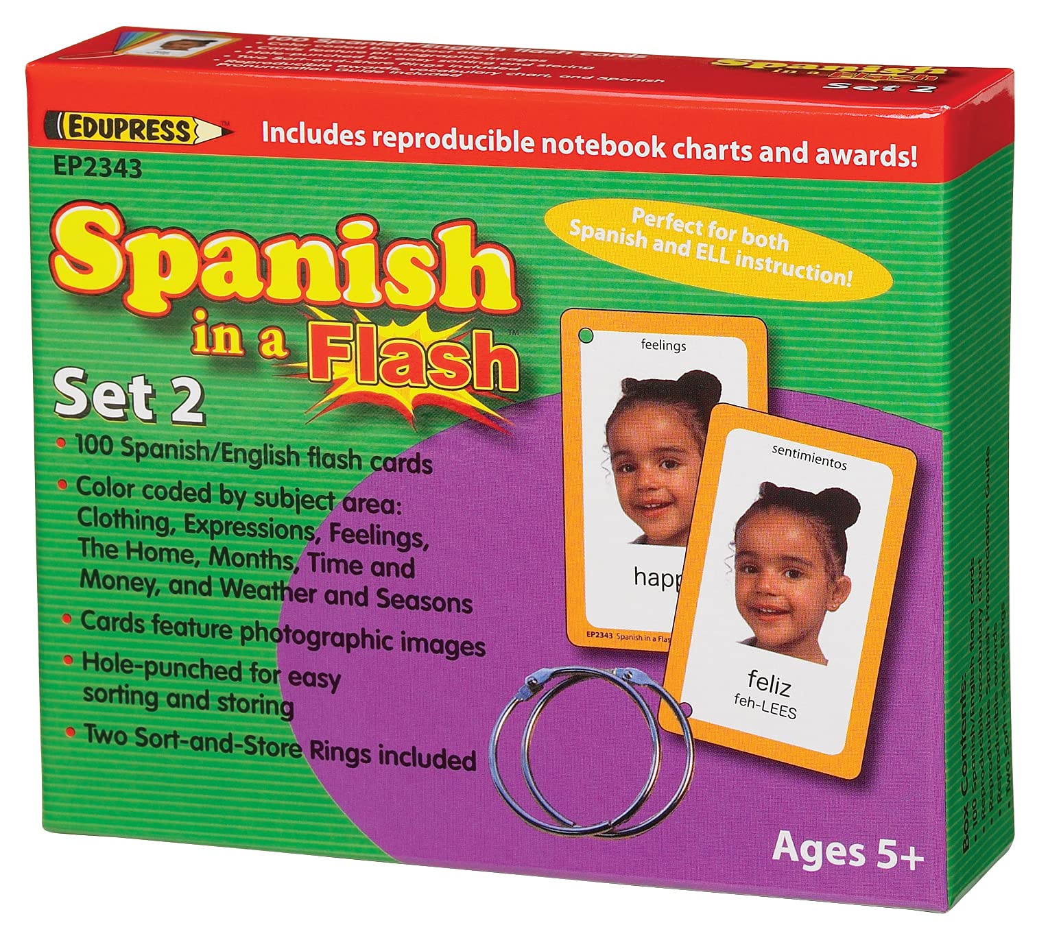 Edupress Spanish in a Flash Cards Set 2 (EP62343)