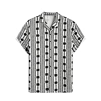 Floerns Men's Geo Print Short Sleeve Button Down Summer Beach Shirts