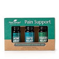 Plant Therapy Pain Support Essential Oil Blend Set 10 mL (1/3 oz) Each of Ache Away, Rapid Relief & Tension Relief, Pure, Undiluted, Essential Oil Blends