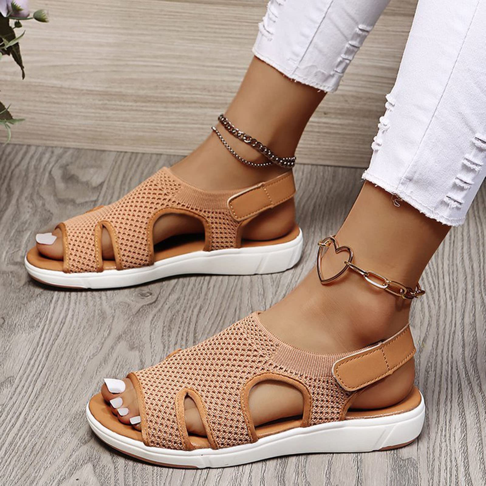 USYFAKGH Womens Ankle Strap Low Platform Wedge Sandals Couple Shoes Slippers Leisure Fashion Casual Breathable Shoes Lovers Women