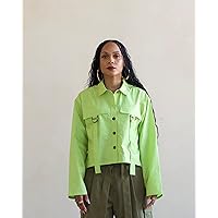 The Drop Women's Green Glow Cropped Shirt Jacket by @thenotoriouskia