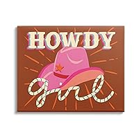 Stupell Industries Howdy Girl Cowboy Hat Phrase Canvas Wall Art, Design by Deborah Curiel