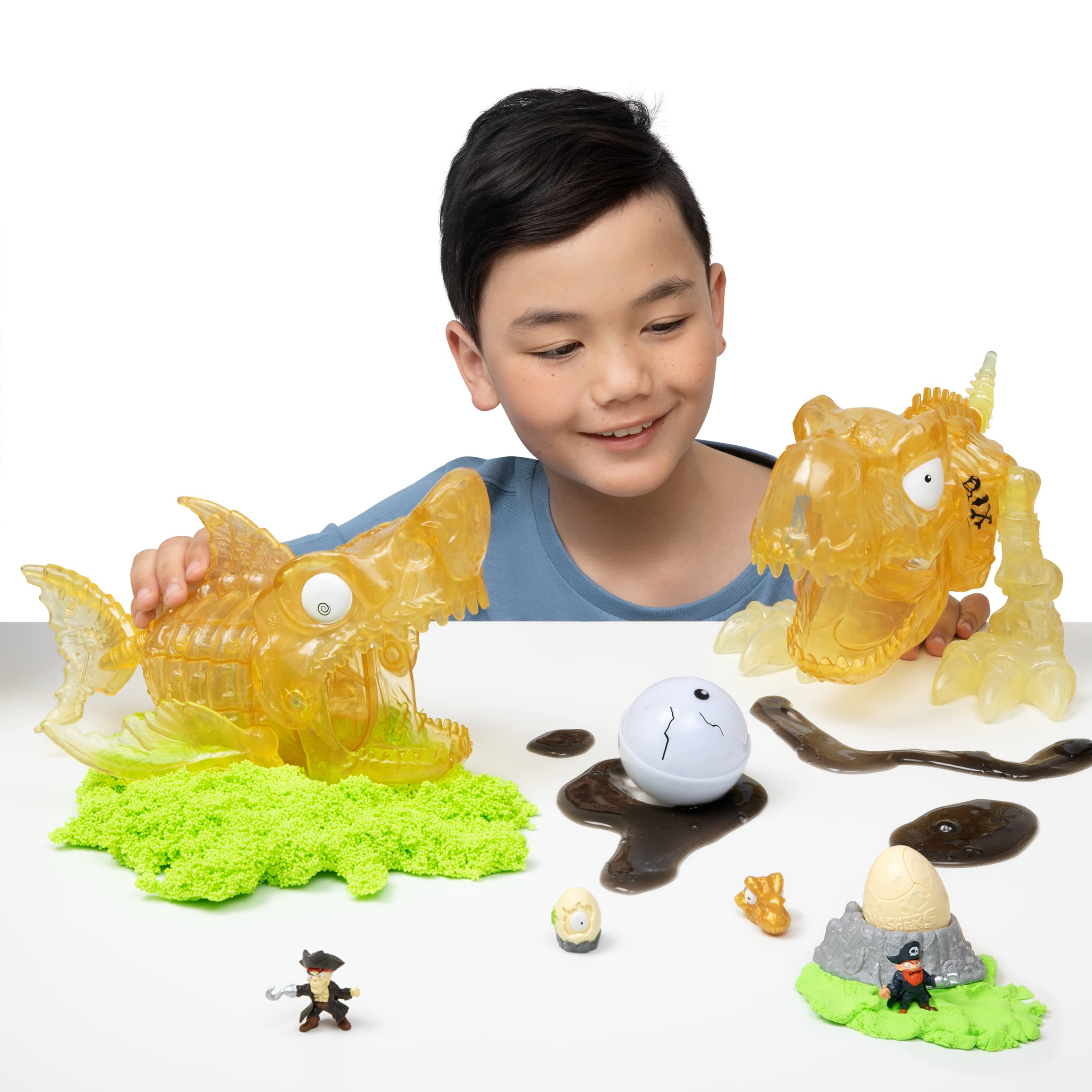 Smashers Dino Island Giant Skull by ZURU - Includes 30+ Surprises, Kids Toys Filled with Mini Dinosaur Toys, Slime, Sand, Eggs, Figurines and More (Megalodon Shark), Ages 5+