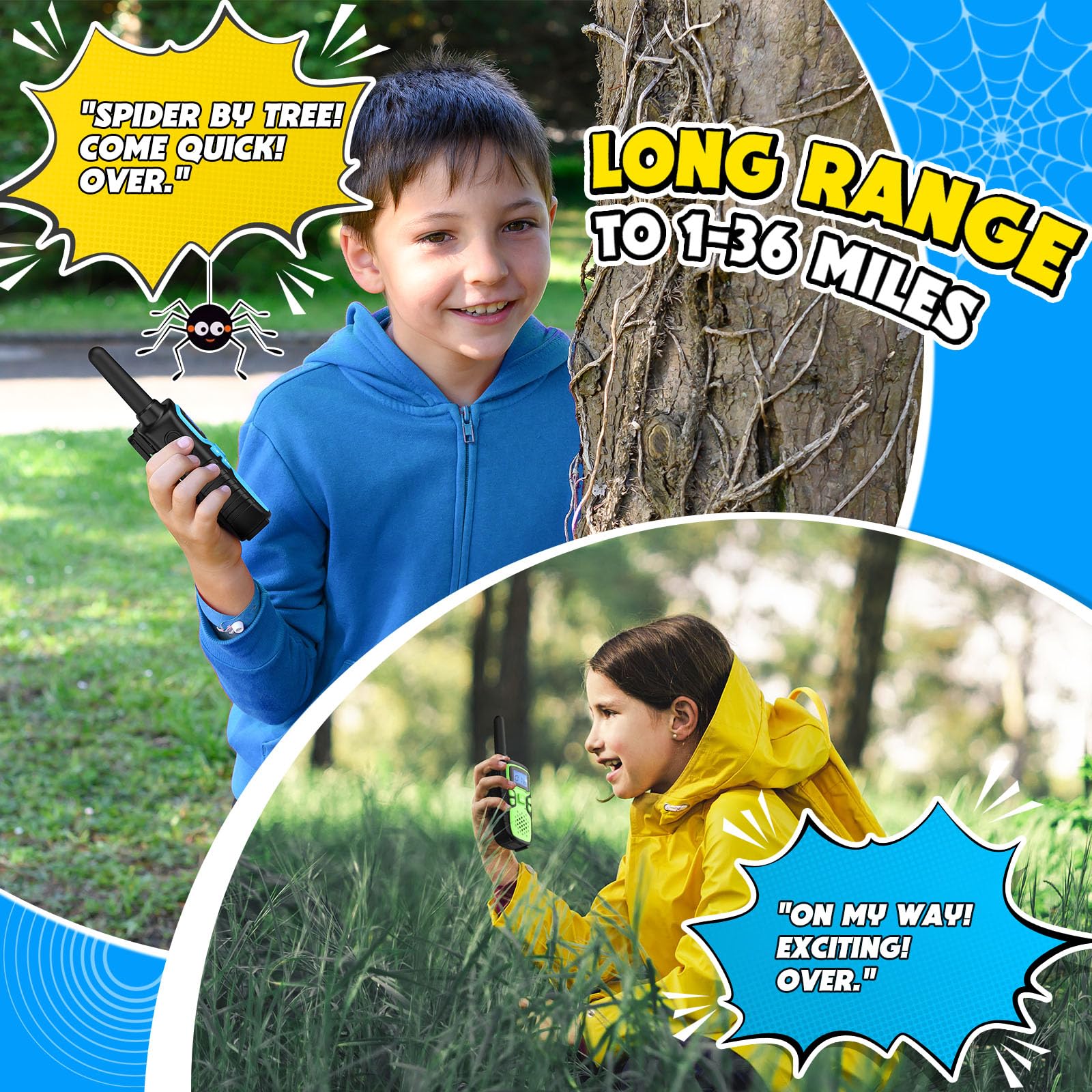 Wishouse Walkie Talkies for Kids Adults Long Range Rechargeable,Xmas Birthday Gift for 3 4 5 6 7 8 9 10 Year Old Boys Girls,Hiking Camping Gear Cool Toys 5 Pack