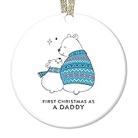 New Dad Gifts Baby's First Christmas Ornament 1st Time Daddy Father Keepsake Present Newborn Son Daughter Adopted Child Cute Baby Bear Woodland Decoration 3