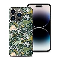 Phone Case for iPhone 14 Pro Max,Dinosaurs and Tropical Leaves Phone Case for Women Girls,Soft TPU Protective Cover Slim Fit Anti-Scratch Case Designed for iPhone 14 Pro Max 6.7 Inch
