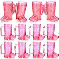 12 Pieces Cowgirl Boot Cups Plastic Large Cowboy Boot Mugs Bulk 16 oz Cowboy Shot Glasses with Handle for Western Theme Bachelorette Party Birthday Supplies