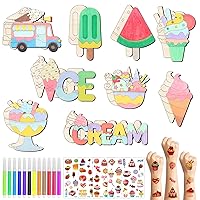 36Pcs Wooden Ice Cream Cutouts, Unfinished Summer DIY Wooden Art Ice Cream Ornament Wooden Blank Paint Crafts for Kids,Painting DIY Crafts Home Decoration Craft Project Ice Cream Theme Party Favors