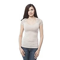 Cap Sleeve top with lace Contrast on The Back Plus Size