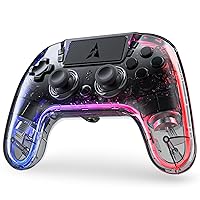 AUROCE Wireless Controller for PS4/PS3/PC/(Only PS4 Game for PS5), LED PS4 Controller Dualshock 4 Transparent with RGB Neon, ALPS Analog Stick, Hall Trigger, Audio Jack/Speaker, Macro/Turbo-Cyber Gray