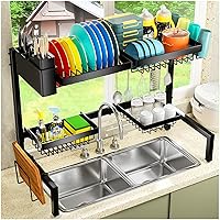 4 Baskets Over The Sink Dish Drying Rack, Extendable Large Capacity Sink Rack, Metal Drying Rack Saving Space,for Most Sinks (24.8 