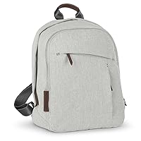 UPPAbaby Changing Backpack/Multiple Storage Compartments/Stroller Strap Attachment/Bottle Insulator and Changing Pad Included/Anthony (White and Grey Chenille/Chestnut Leather)
