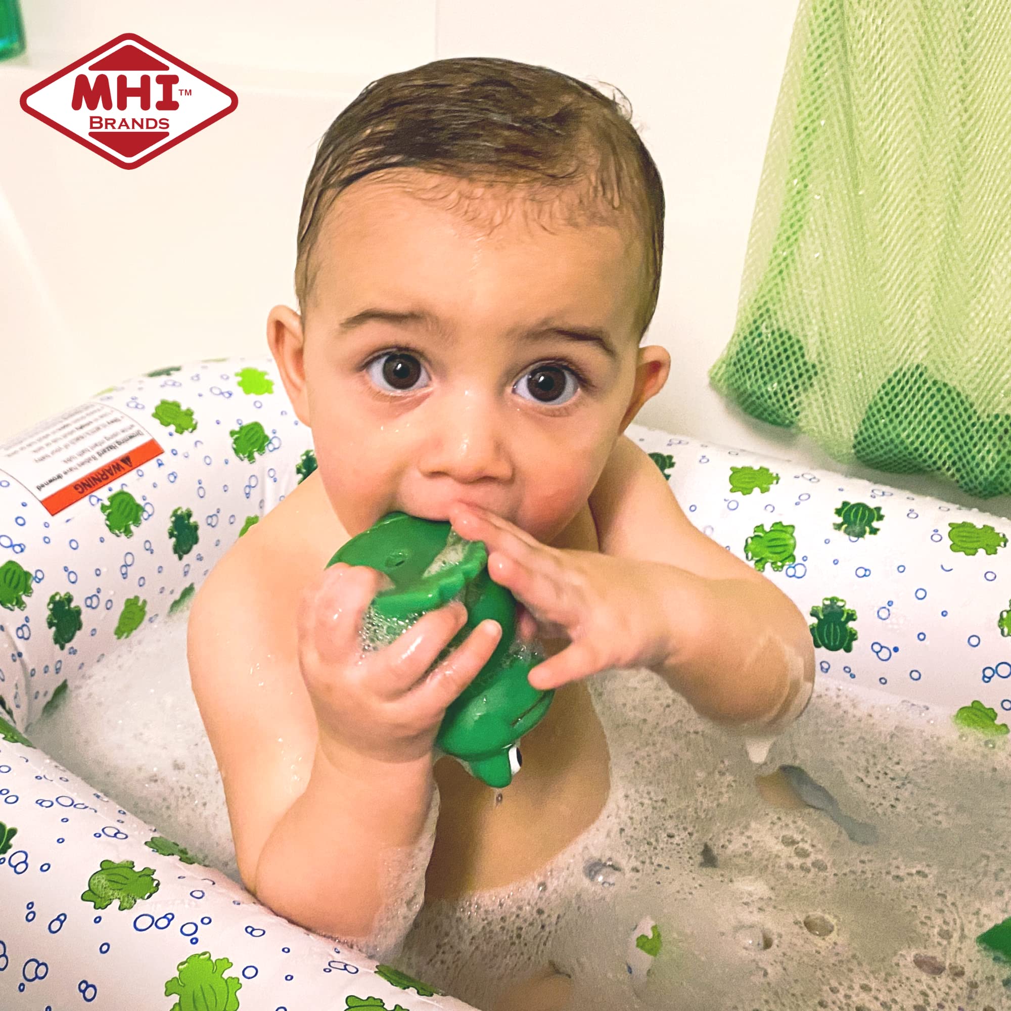 Mommy's Helper Inflatable Bath Tub Froggie Collection, White/Green, 6-24 Months