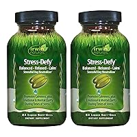 Irwin Naturals Stress-Defy - 84 Liquid Soft-Gels, Pack of 2 - Promotes Calmness & Relaxation - With Rhodiola & L-Theanine - 84 Servings