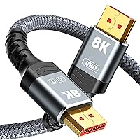 Capshi Long DisplayPort Cable 35FT, 8K DP Cable 1.4 (8K@60Hz, 4K@144Hz, 2K@240Hz) HBR3 Support 32.4Gbps, HDCP 2.2, HDR10 FreeSync G-Sync for Gaming Monitor 3090 Graphics PC (Grey)