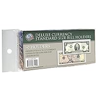 WERLIKEMerrick Mint 50 Regular Deluxe PVC Currency Sleeve Bill Holders Paper Money SEMI Rigid - 50 Count