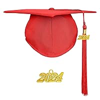 Unisex Matte Graduation Cap with 2024 Graduation Tassel Year Charm