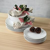 Euro Ceramica Bianco Collection 18 Piece Dinnerware Set - Multipurpose, Functional, Essential White Dinnerware Set, Service for 6 (White Dinner Plates, Salad Plates, Bowls), Standard, (BNC-86-18000)