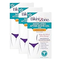 Bikini Zone Medicated After Shave Gel - Instantly Stop Shaving Bumps, Irritation & Itchiness - Gentle Formula Cream for Sensitive Areas - Dermatologist Approved & Stain-Free (1 OZ, Pack of 3)