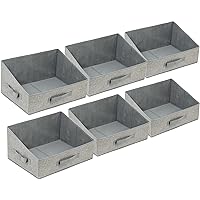 6 Pack Closet Storage Bins for Shelves, Shelf Baskets for Organization, Closet Organizers and Storage, Trapezoid Storage Bin Closet Shelf Organizer for Clothes,Toy,Towel,Book,Baby Clothing (6PC-Gray)