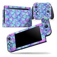 Compatible with Nintendo Switch Console Bundle - Skin Decal Protective Scratch-Resistant Removable Vinyl Wrap Cover - Holographic Mermaid Scales