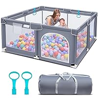 Suposeu Baby Playpen, Play Pen for Kids Activity Center, Large Baby Playard for Indoor and Outdoor, Sturdy Safety Baby Fence with Soft Breathable Mesh for Toddler, Grey