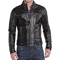 Men's Leather Jacket Stylish Genuine Lambskin Motorcycle Bomber Biker MJ28