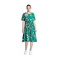 Women's Casual Loose Summer Soft Clothing Floral Long Midi Cotton Linen Dresses