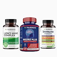 Neuro Plus Brain & Focus Formula - Brain Booster Supplement with Immune Support Capsules Elderberry with Olive Leaf, Echinacea, Ginger, Chaga & Turmeric Blend and Lions Mane Mushroom Complex
