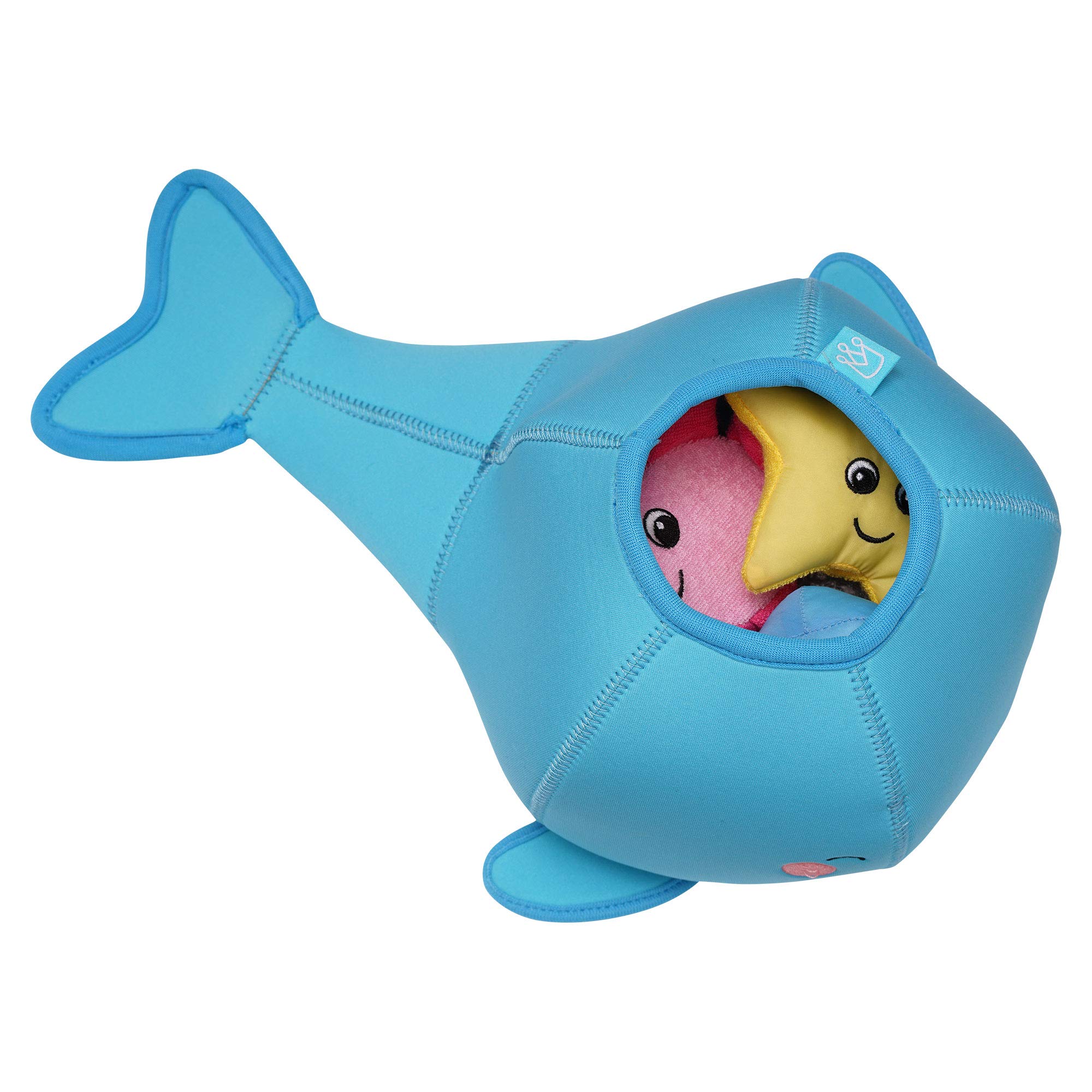 Manhattan Toy Neoprene Whale 5-Piece Floating Spill n Fill Bath Toy with Quick Dry Sponges and Squirt Toy