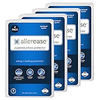 Set of 4 King AllerEase Pillow Protectors - Moisture Wicking, Advanced Allergy Protection - Premium Polyester, Zippered Protectors