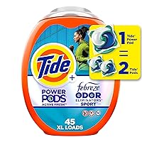 Tide Power Pods Laundry Detergent Pacs with Febreze Sport, 45 Count, Febreze Freshness with Sport Odor Defense