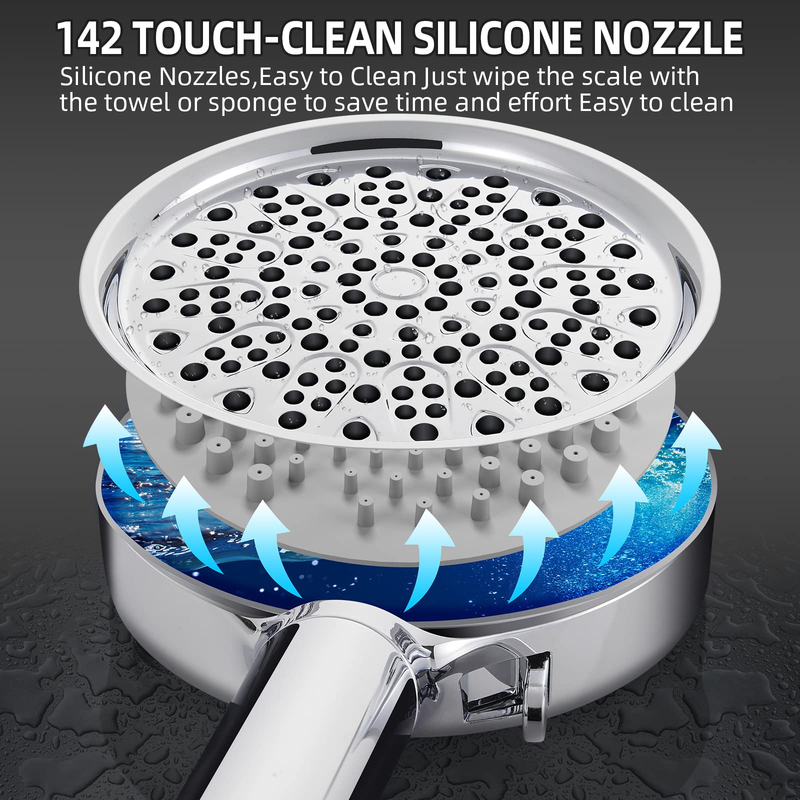 Cobbe Filtered Shower Head with Handheld, High Pressure 6 Spray Mode Showerhead with Filters, Water Softener Filters Beads for Hard Water - Remove Chlorine - Reduces Dry Itchy Skin, Chrome