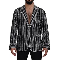 Dolce & Gabbana Blue Striped Silk Pajama Shirt Men's Jacket