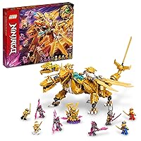 LEGO NINJAGO Lloyd’s Golden Ultra Dragon Toy for Kids, 71774 Large 4 Headed Action Figure with Blade Wings Plus 9 Minifigures