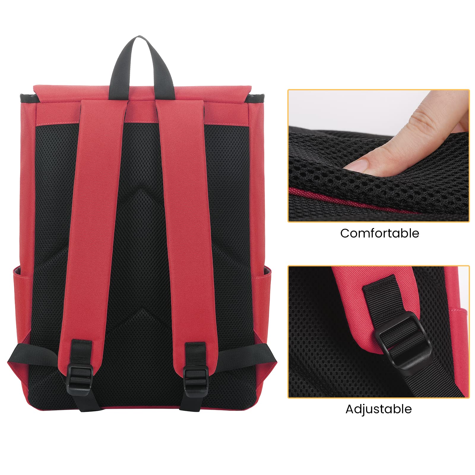 ECHSRT Laptop Backpack Water Resistant Backpack Fits 15.6 Inch Computer & Tablet, Travel Casual Daypack for Women Men, Red