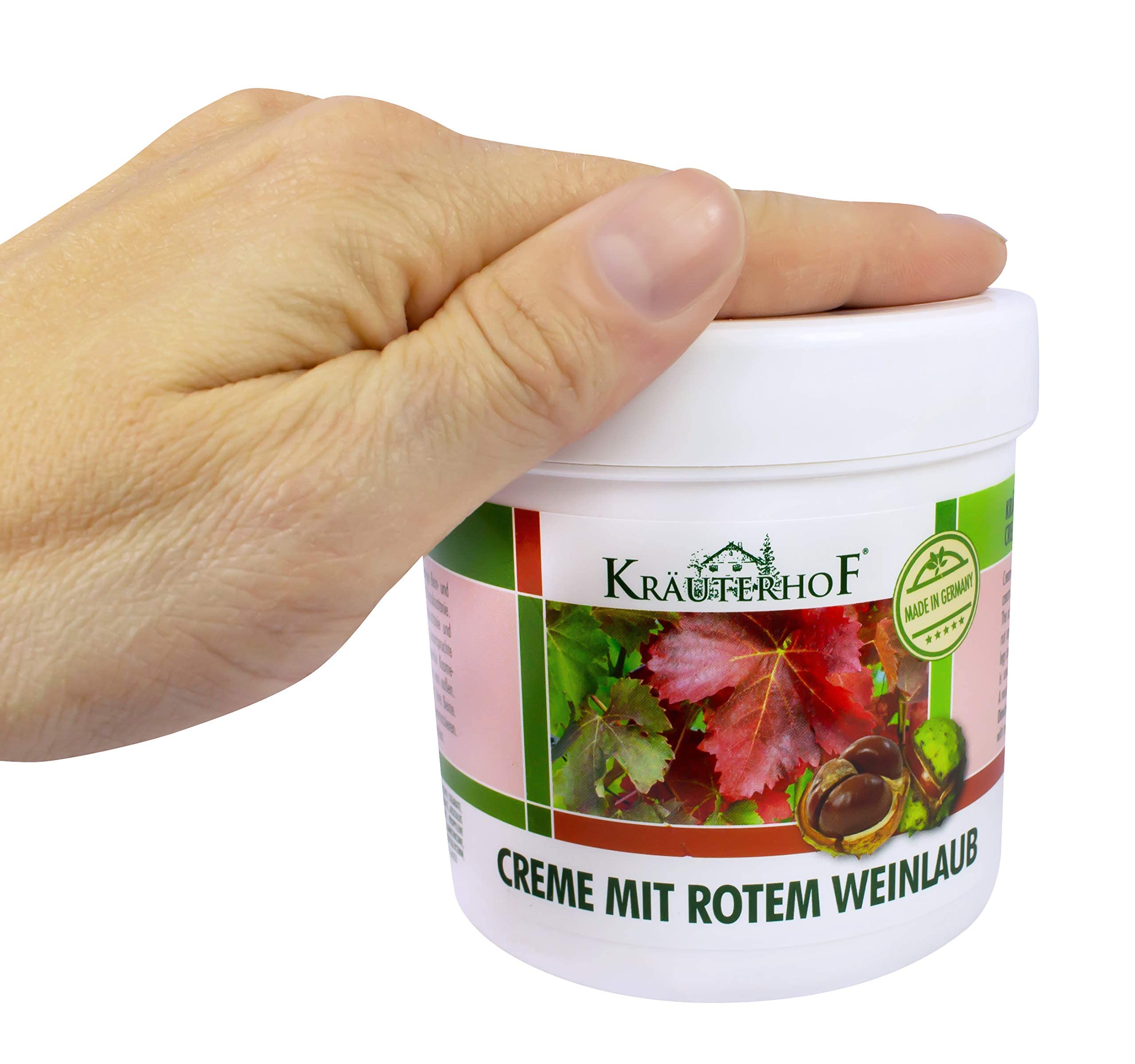 Krauterhof Horse Chestnut & Red Vine Cream for Varicose Veins, Aching Legs - 250ml, All Skin Types