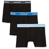 Lacoste Men's Casual Classic 3 Pack Cotton Stretch Colorful Waistband Boxer Briefs
