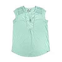 Orvis Women's Anna V-Neck Top with Crochet Lace Insets (Menthol, Large)