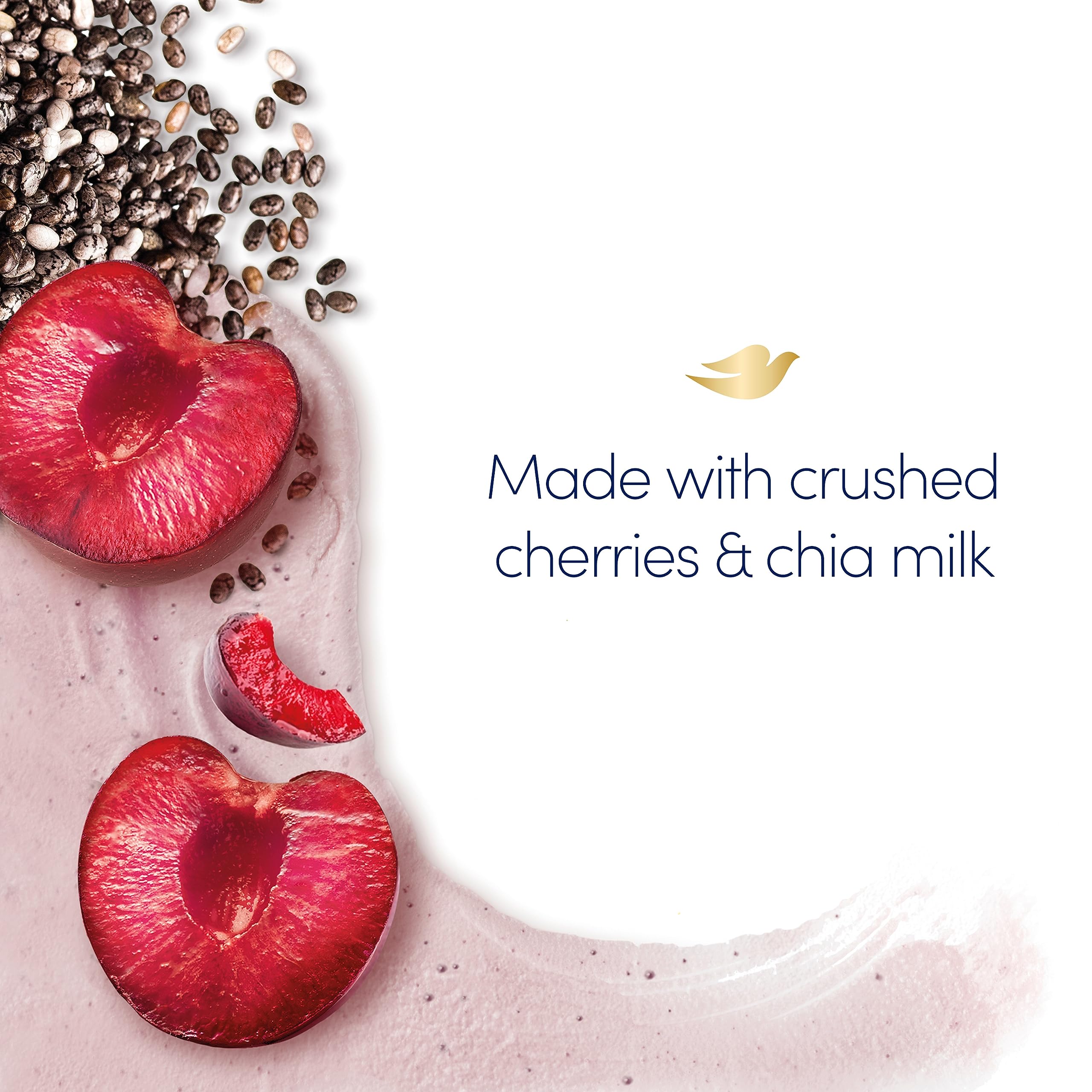 Dove Exfoliating Body Polish Crushed Cherries & Chia Milk Skin Care For Revitalized Skin Formulated With ¼ Moisturizing Cream 10.5 oz