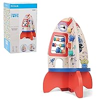 Just Play Pixar Wooden Toys, Toy Story Activity Rocket, Figures and Playset, Officially Licensed Kids Toys for Ages 18 Month, Amazon Exclusive