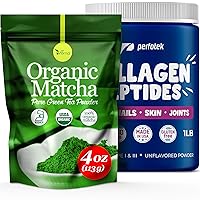 Pure Matcha for Smoothies Latte and Baking 4Oz / Collagen Powder for Women Men Types I & III Unflavored Easy to Mix 1Lb