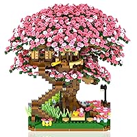 2008PCS Cherry bonsai tree building sets for girls and boys, Mico mini building blocks of cherry blossom bonsai tree kit,Mini bricks Sakura Tree House, Good gift choice for Kids and Adults.
