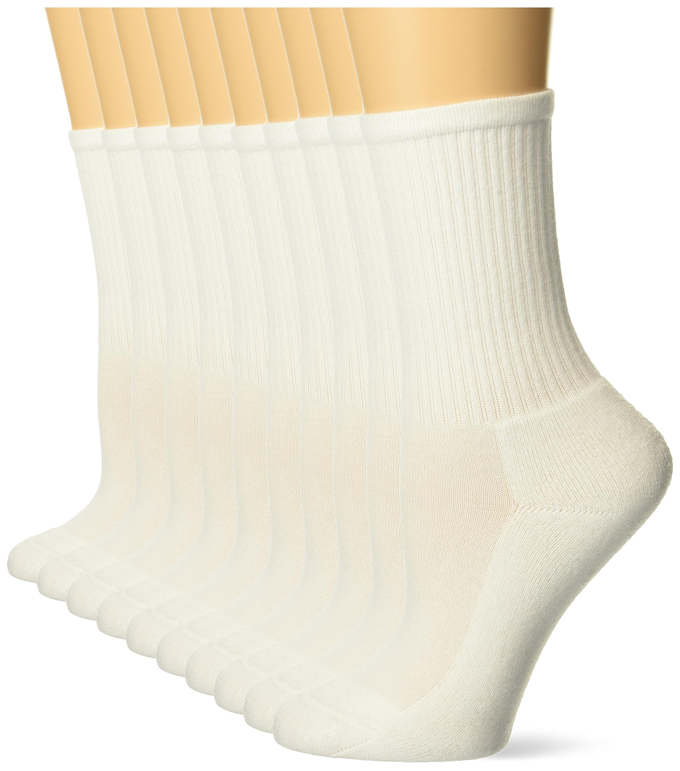 Hanes girls White Uniform Crew Socks, 10-pairs Pack, Cushioned Sports Socks, Classic Mid-calf Crew Socks for Girls