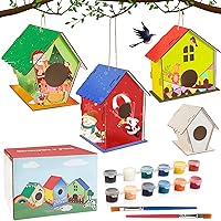 Treewant 6 Pack Birdhouse Kit-Art and Crafts for Kids Ages 3-8, Build and Paint Bird House Wooden Art Kits Outside Toys for Kids 8-12, Paint Kit Chrstimas Easter Gift