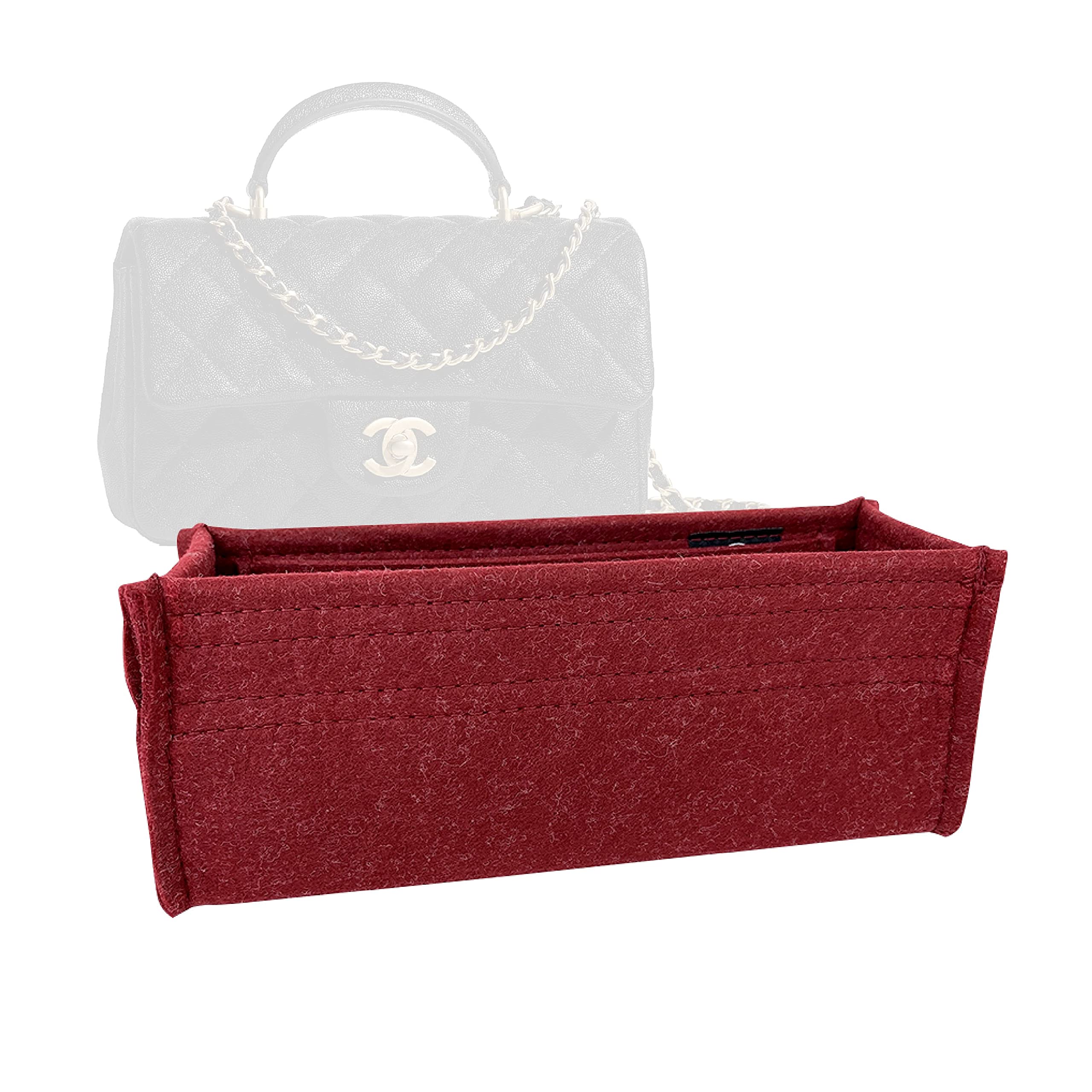 Zoomoni Premium Bag Organizer for Chanel Classic Flap New Mini With Top Handle (20cm) (Handmade/20 Color Options) [Purse Organiser, Liner, Insert, Shaper]