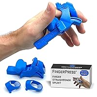 Finger Extension Splint for Bent Fingers, PIP Flexion Contractures, Dupuytren's Post-surgical Hand Therapy, Finger Joint Straightener Stretcher Splint X-Large/Blue